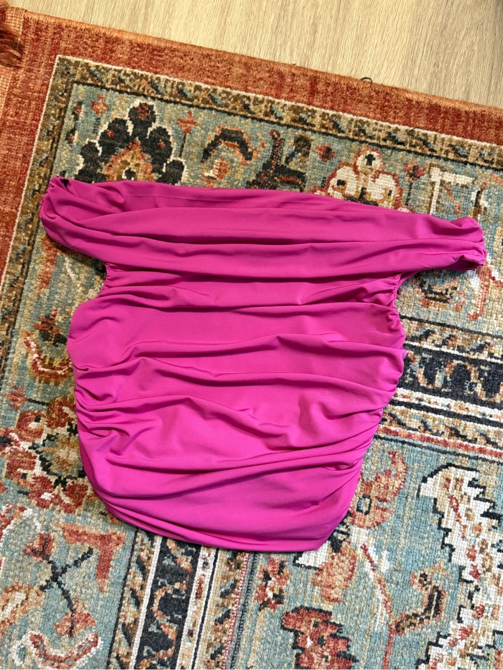 Forever 21 Pink Off-Shoulder Ruched Crop Top